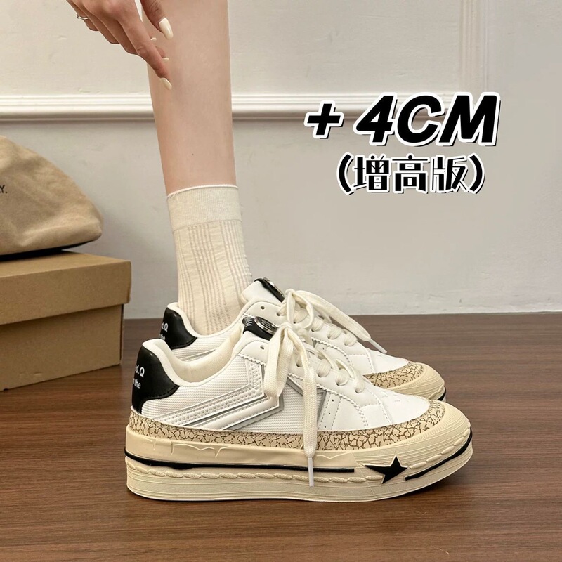 American-Style Thick-Soled Retro Sports Tennis Sneakers for Women, 2026 Spring New Model, White Shoes, Hong Kong Style Versatile Casual Shoes American-Style Thick-Soled Retro Sports Tennis Sneakers for Women, 2026 Spring New Model, White Shoes, Hong Kong Style Versatile Casual Shoes