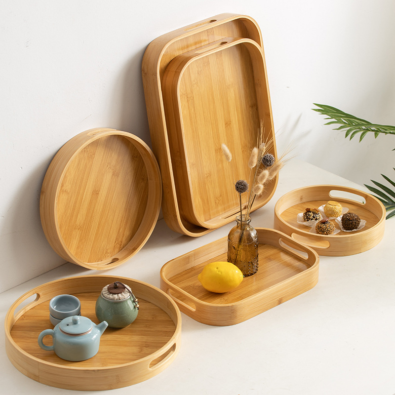 Bandeja de bambú de estilo japonés pan postre plato de fruta seca Hotel famoso bandeja rectangular hogar sala de estar plato de fruta