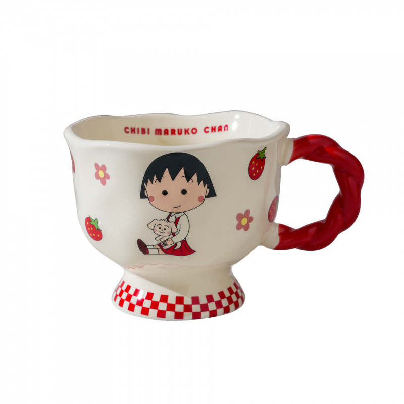 Fábrica directa de tazas de cerámica doméstica cereza bola taza de marca conjunta para chicas lindas tazas de agua autorizadas auténticas