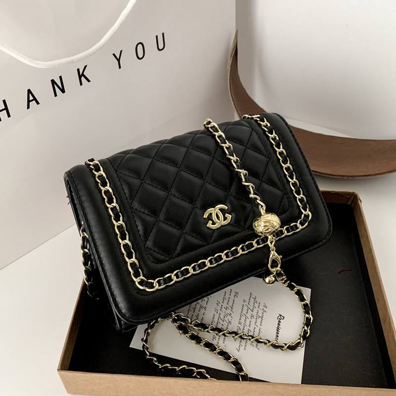 Transfronterizo Chanel estilo rombo cadena pequeña bolsa cuadrada para las mujeres 2022 Otoño e Invierno nueva moda textura hombro bolsa de mensajero