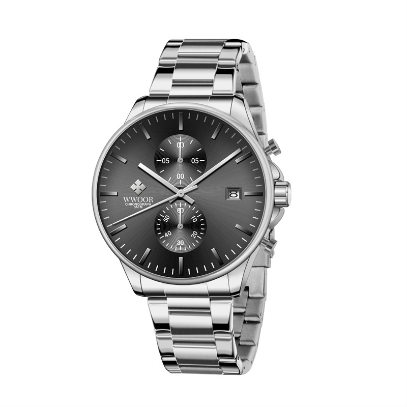 WWOOR/Hold amor 8844 nuevo calendario simple casual movimiento de cuarzo moda Correa acero reloj los hombres