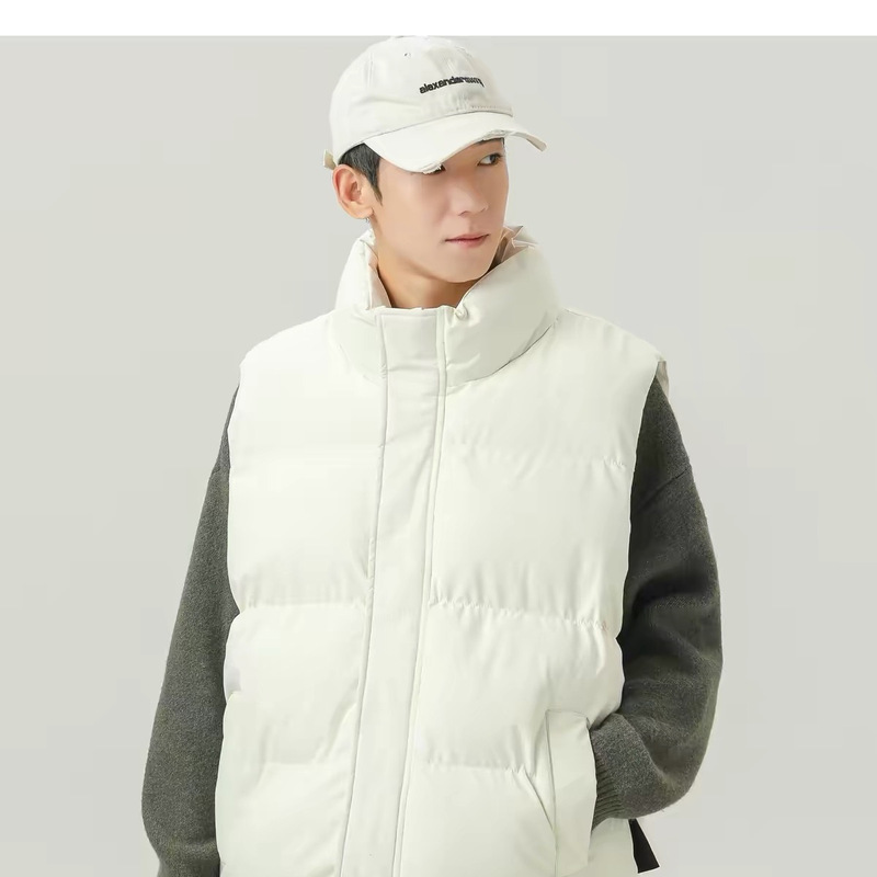 Men's cotton vest for autumn and winter, trendy plus-size sleeveless jacket, stylish stand-up collar casual men's warm vest Men's cotton vest for autumn and winter, trendy plus-size sleeveless jacket, stylish stand-up collar casual men's warm vest