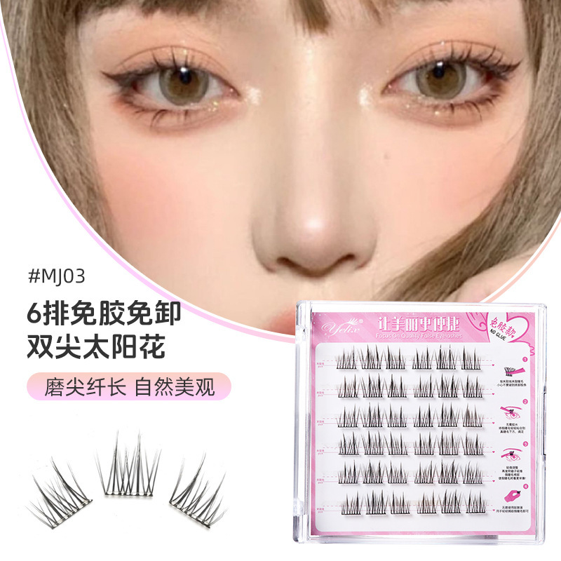 Fábrica sin pegamento dulce camellia trilogía perezosa natural densa colección de ojos de cómics de zorro falso pestañas al por mayor