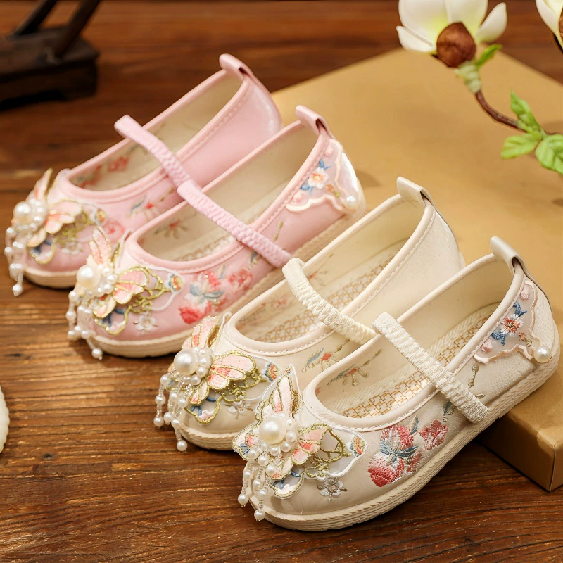 Обувь для девочек Hanfu, обувь с жилетом и юбкой в китайском стиле, весенне-Осенняя обувь для девочек, старый Пекин, детская Тканевая обувь с вышивкой, детская обувь в старинном стиле
