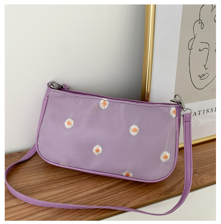 127g Weight Polyester Lining Material Zipper Closure Type Single Shoulder Strap Strap Type Shoulder Bag Bags Type Casual Occasion Pu Leather Material Daisy Pattern All Seasons Season Women's Gender Vacation Style Dumpling Shape Shape Small Size Women's Small Pu Leather Daisy Vacation Dumpling Shape Zipper Shoulder Bag 5