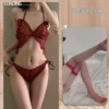 Wine red+red net socks