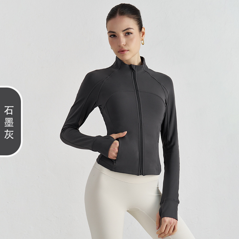 NUF otoño invierno desnudo sensación de yoga chaqueta deportiva de cuello vertical chaqueta deportiva de alta calidad de la mujer malla trasera ropa de yoga transpirable