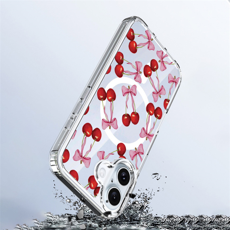 40g Weight iPhone Applicable Brands Phone Cases Classification PC, tpu Material Cherry, Bow Knot Pattern Sweet, Classic Style Style PC Tpu Cherry Bow Knot Sweet Classic Style Phone Cases Phone Accessories 1