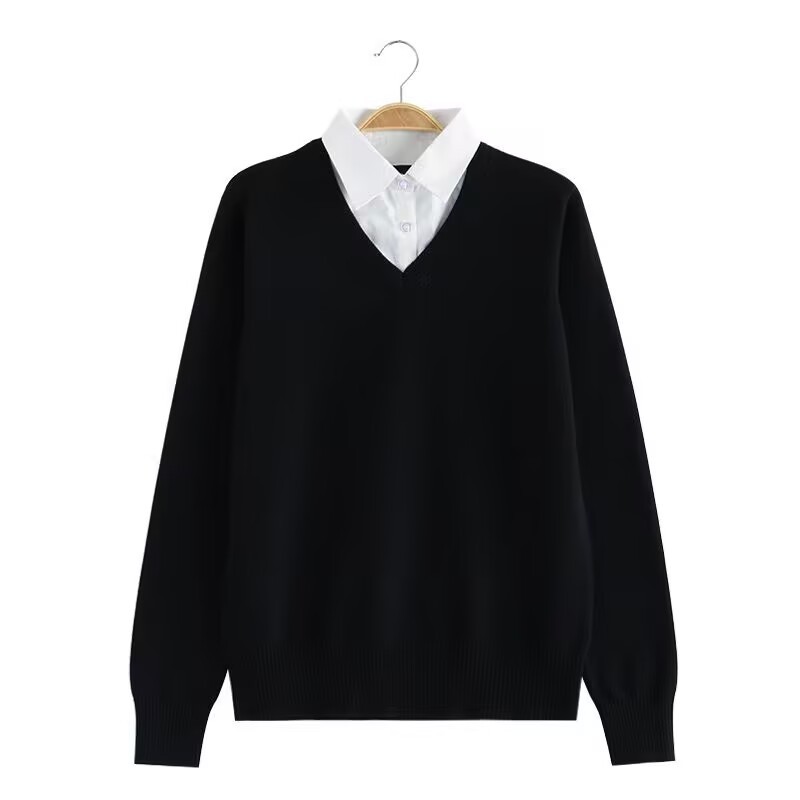 Черный свитер с длинными рукавами (без вышивки)