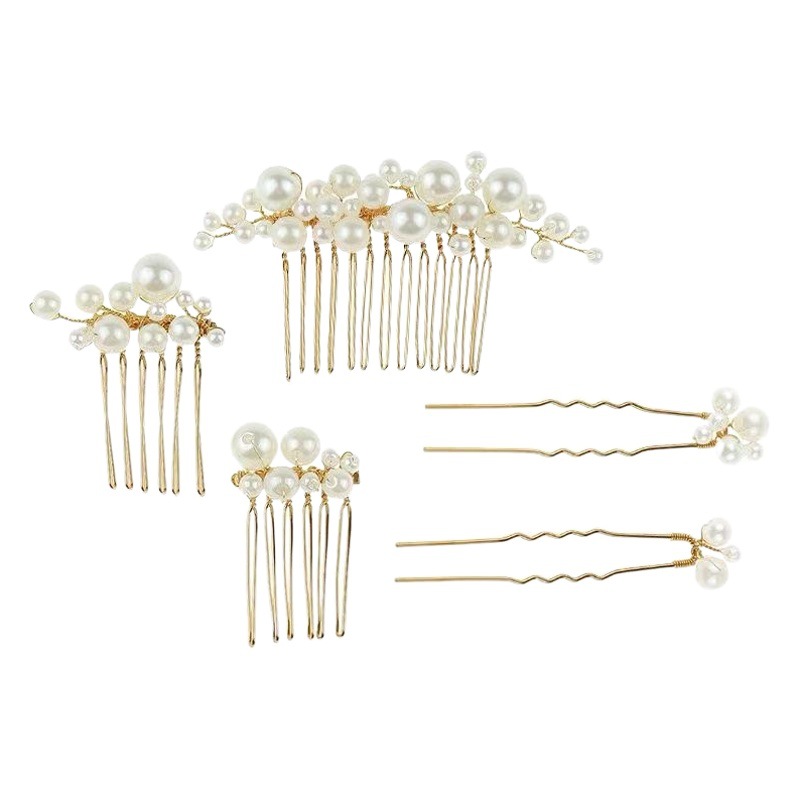 Moda transfronteriza hecha a mano nupcial DIY tocado peine de pelo de la perla de la boda europea y americana accesorios populares de la boda ins transfronterizos