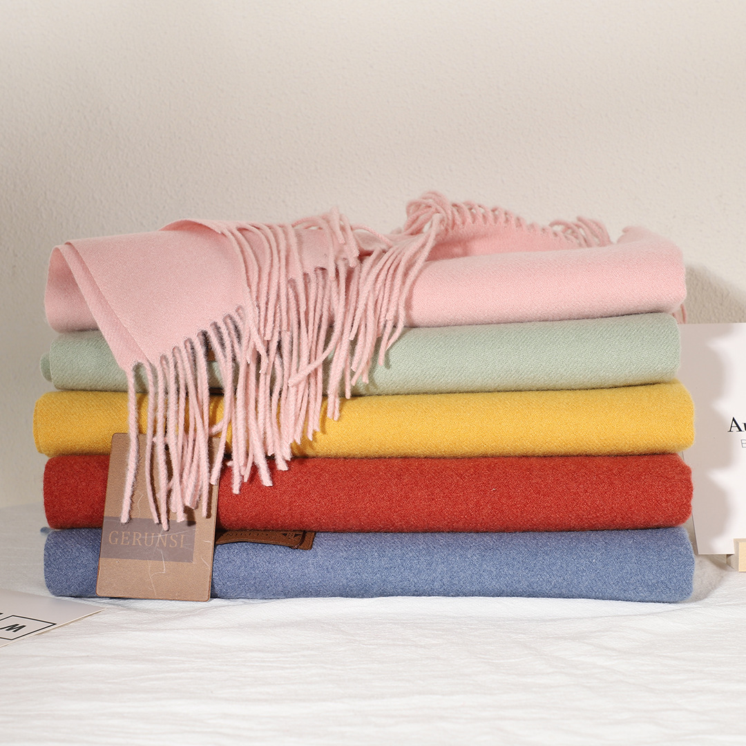 Einfarbiger Damen-Schal mit Widerhaken, 300 Ke Ge Runsi, Kaschmirimitat, einfarbig, verdickter Hals, einfarbig, Herbst und_voghion.com