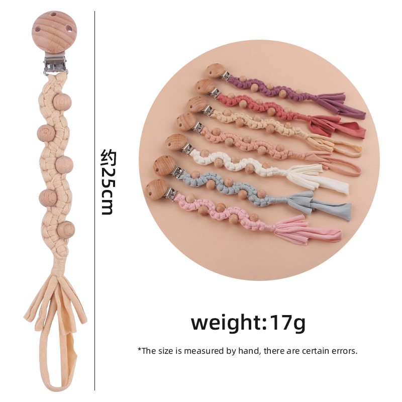 Bebé suministros de haya chupete clip bebé creativo DIY hecho a mano algodón tejido chupete cuerda anti-gota cadena