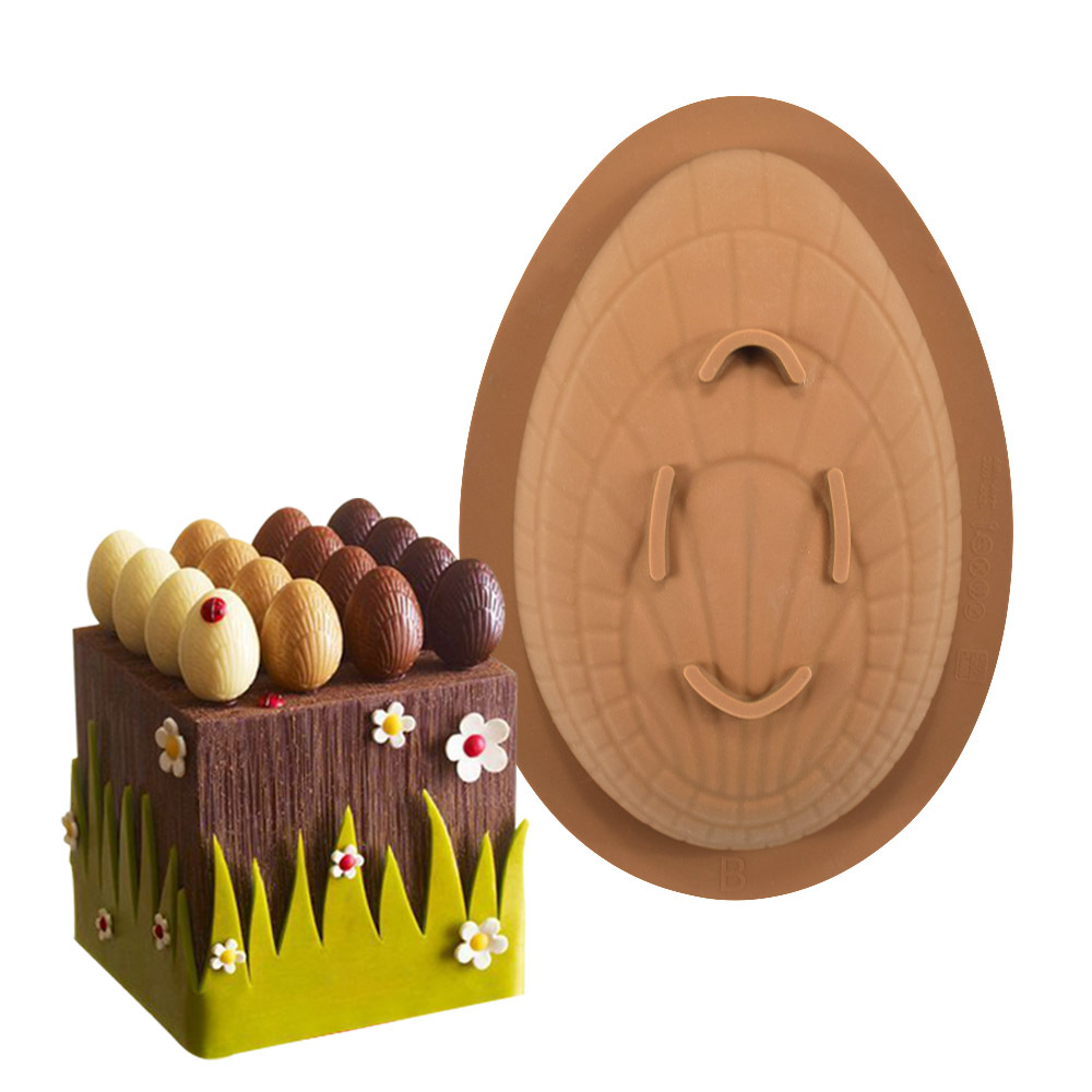 Pascua de dos piezas único semicírculo huevo mousse pastel molde DIY chocolate percusión silicona molde para hornear