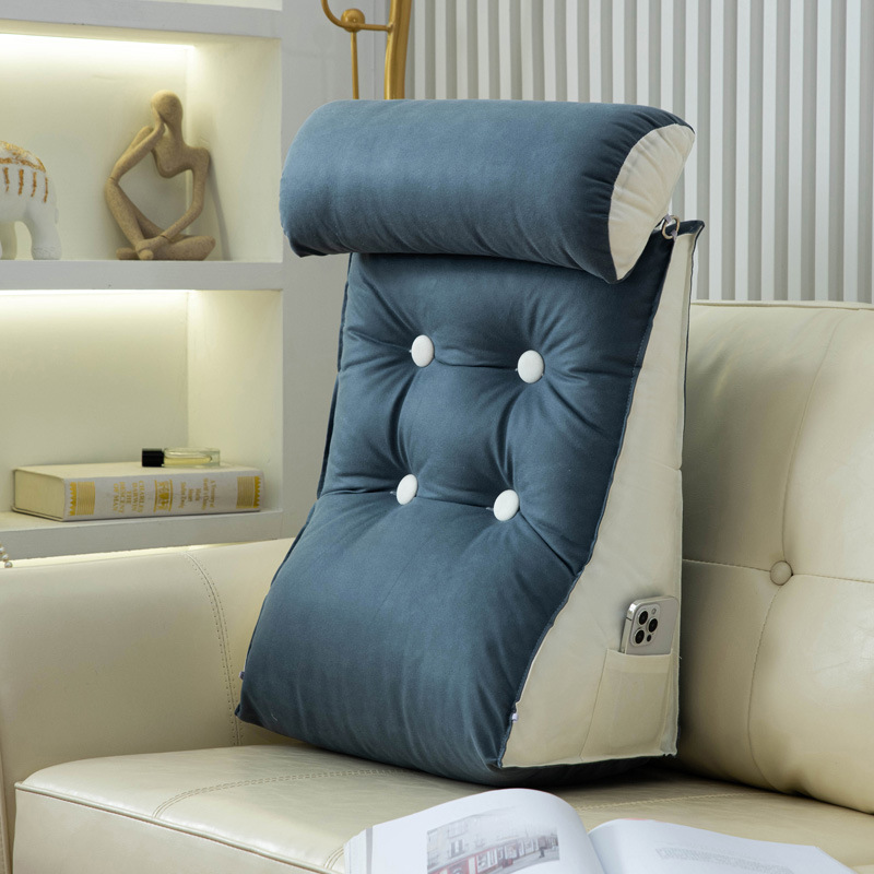 Technology Cloth Pillow with Headrest Height Adjustable Bedroom Reading Bedside Cushion Pregnant Women Sofa Waist Backrest Removable and Washable