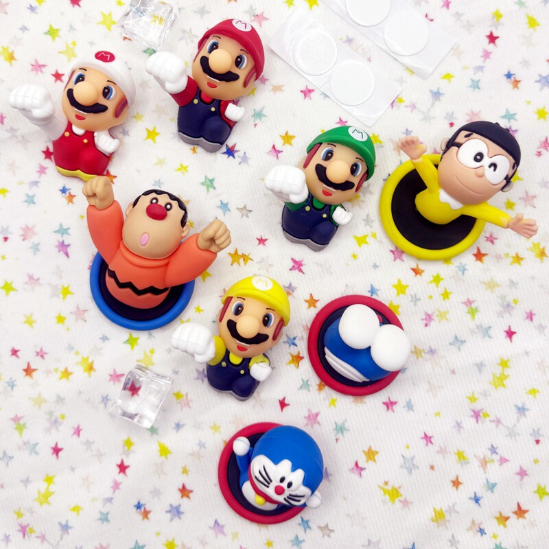 Cartoon Doraemon Fat Tiger Refrigerator Magnet Car Desktop Decoration Wall Hook Kitchen Bathroom Wall Traceless Sticker