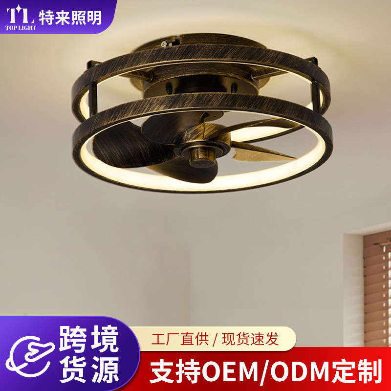 Luz de Ventilador de Techo Inverter de Hierro y Acrílico, Regulable, para Dormitorio y Sala de Estar