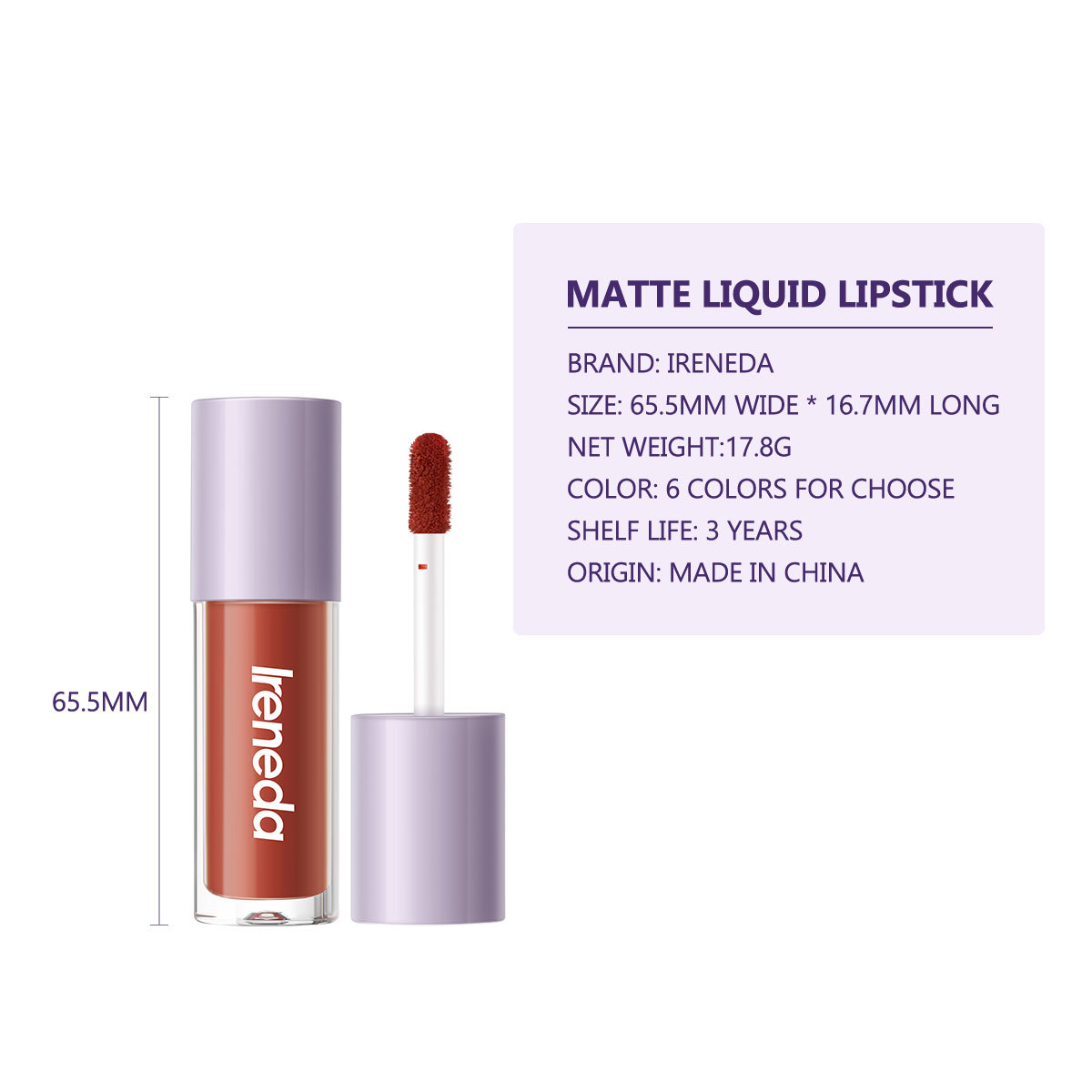 IRENEDA跨境专供唇釉不易粘杯滋润哑光唇彩防水持久唇釉彩妆 IR03