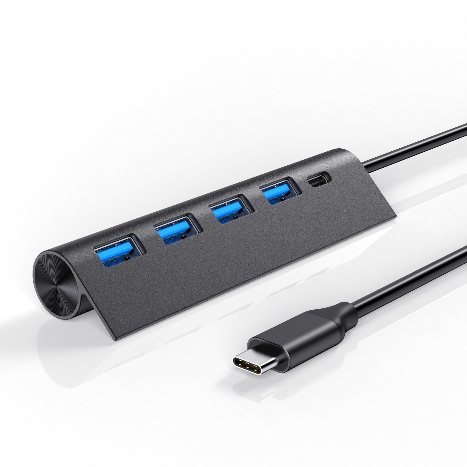 USBHUB One-Pull Quadsplitter Tipo-CUSB - Hub de extensión Negro Multi-Interfaz Multifunción