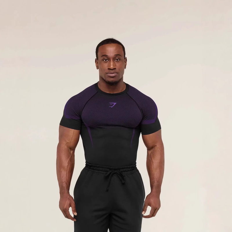 Gymshark Fitness Tops Men's Casual Running Quick-Drying Breathable Bodysuit Short-Sleeved T-Shirt Men's Muscle Shark