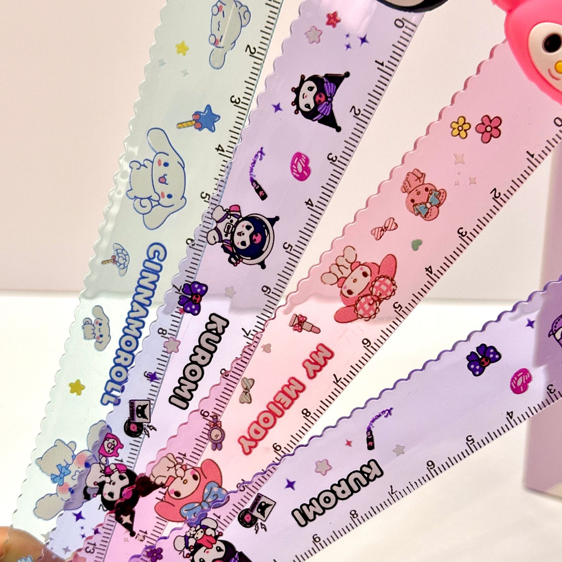 15cm regla de dibujos animados regla de dibujos animados regla dura de color adorable pegamento blando papelería de los estudiantes de la escuela primaria regla de dibujos animados transparente