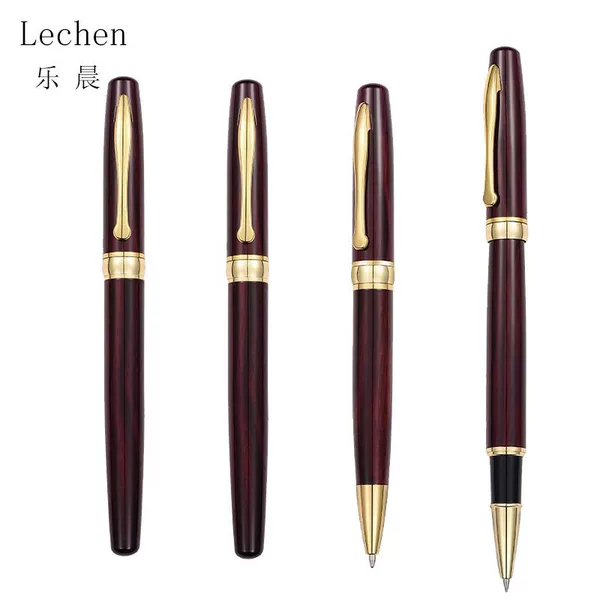 Metal signature pen fashion business office neutral pen ball pen imitation mahogany high-end gift box gift LOGO