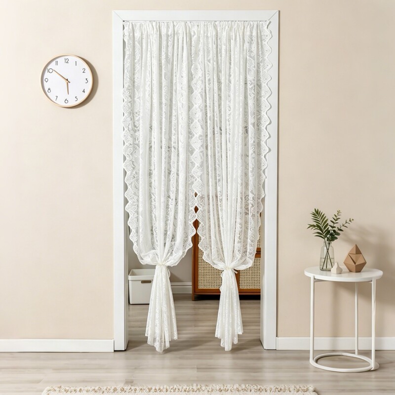 Four-Season Universal Gauze Door Curtain, No-Drill French-Style Anti-Mosquito Lace Door Curtain for Home Bedroom Privacy and Ventilation Four-Season Universal Gauze Door Curtain, No-Drill French-Style Anti-Mosquito Lace Door Curtain for Home Bedroom Privacy and Ventilation