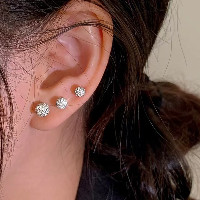 S999 Sterlingsilber glänzende Diamant-Bruchperlen-Ohrringe für Damen, Nischen-Premium-Schrauben-Ohrknorpel-Stifte glänzender Ohrschmuck
