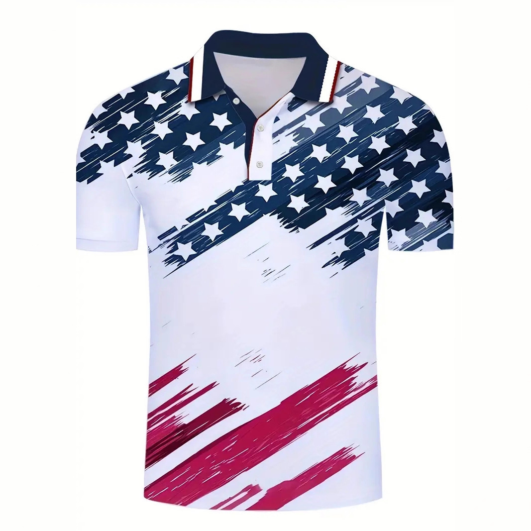Cross-Border Export, One Piece Minimum Order, Men's 3D Printed Polo Shirt, Work Clothes, Cultural Shirt, Customized According to Drawings