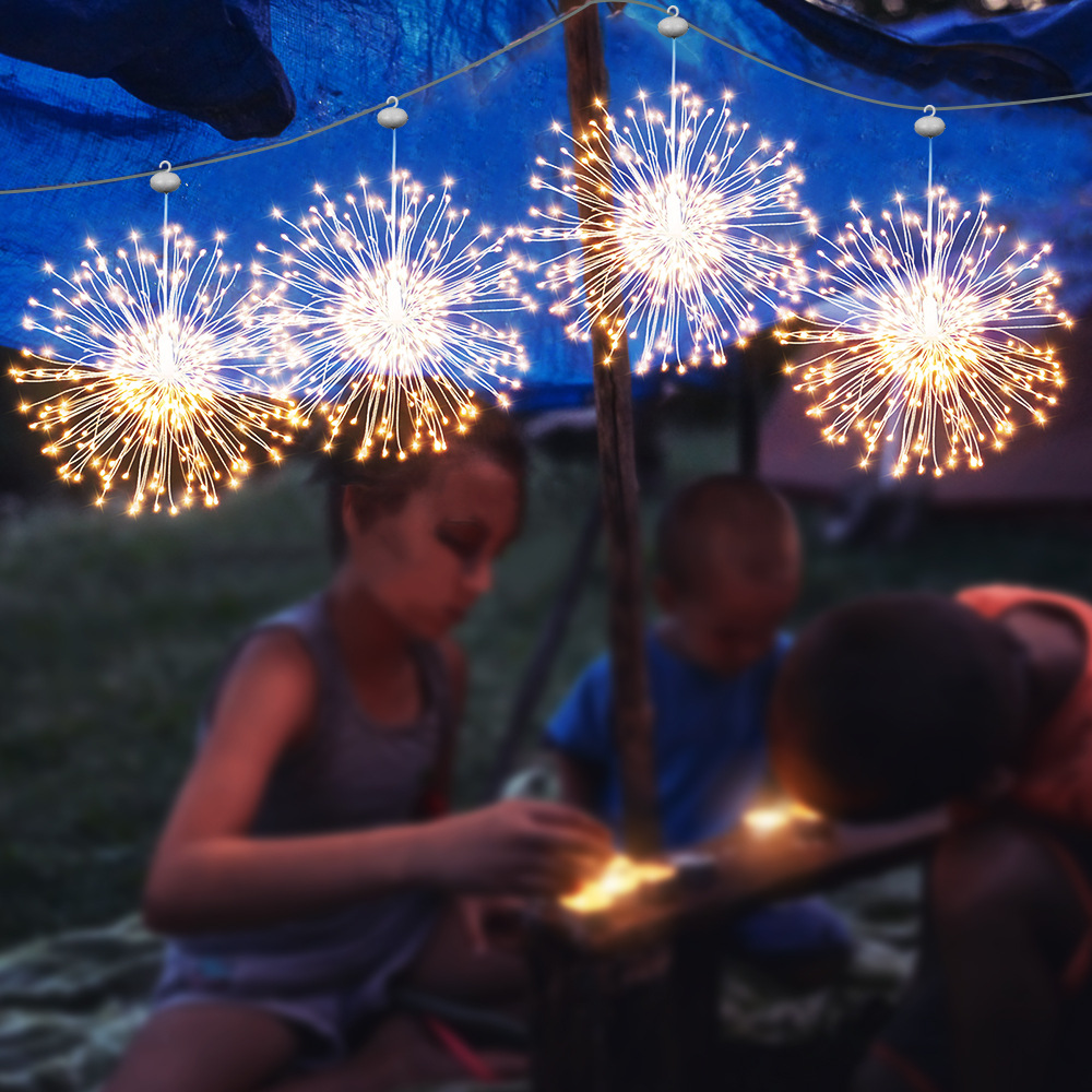 led烟花灯 户外花园蒲公英铜线灯串庭院装饰彩灯圣诞树灯 烟花灯