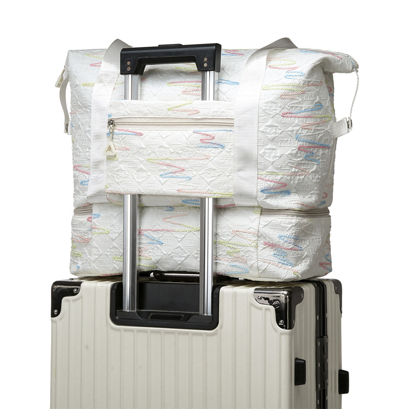 Bolsa de viaje plegable con barra de tracción para mujer, bolsa de almacenamiento de equipaje húmedo y seco de gran capacidad, bolsa de yoga de fitness de expansión para hombre