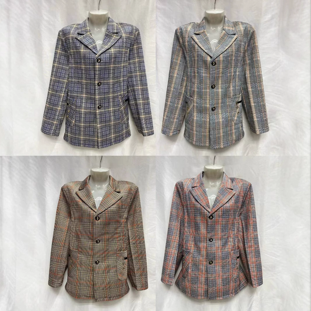 Новинка осени 2025: Женский кардиган в клетку для женщин среднего и старшего возраста, однобортный блейзер с длинным рукавом