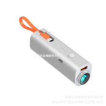 厂家批发单节手电筒充电宝自带线5000mah礼品移动电源power bank