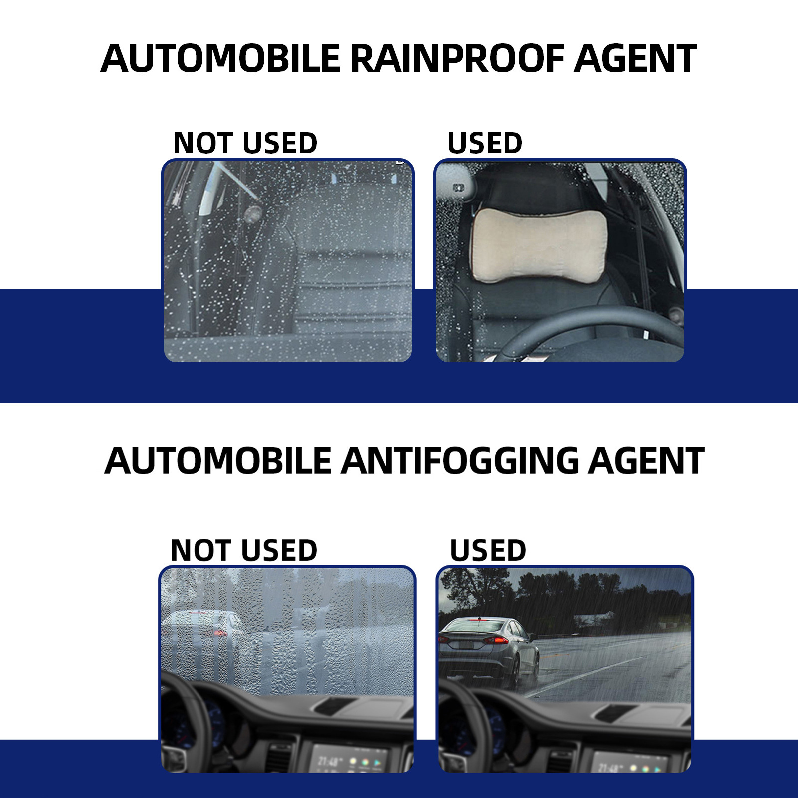 RAYHONG Car Glass Anti-Fog Agent Blue Car Windshield Decontamination Crystal Coating Rain and Fog Prevention Agent