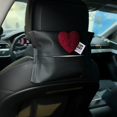 Tissue Bag Women | Car tissue box/set - wine-red-velvet-love-black-pana-leather-bag