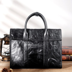 Handbag men's bag new style genuine leather work business briefcase men's bag cowhide computer bag file large capacity