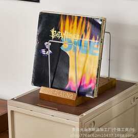 实木装饰唱片架cd收纳架整理架家用桌面立式黑胶碟架办公文件书立