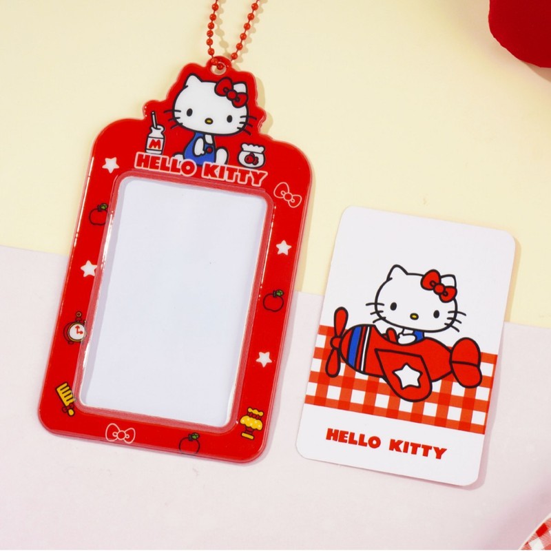 Yuemu 本物のハローキティ小さなカードホルダーかわいい漫画学生 PVC バッジ ID カードホルダー防水展示会証明書|undefined