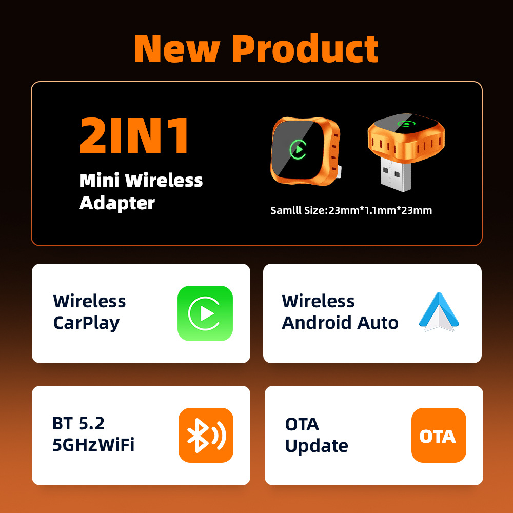 Upgrade your car's wired system with this 2-in-1 wireless CarPlay adapter, making in-car connectivity a breeze