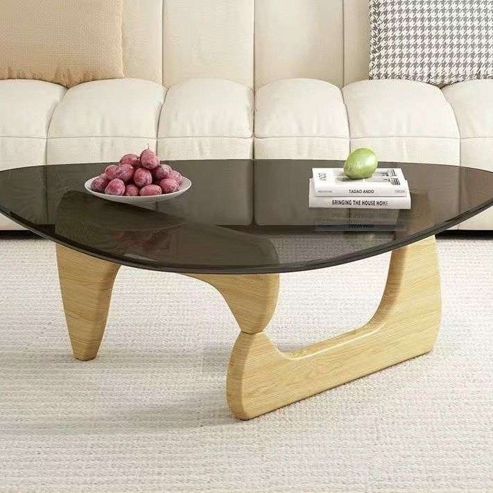 Gray glass + original color wooden legs, small size 83*57*40cm