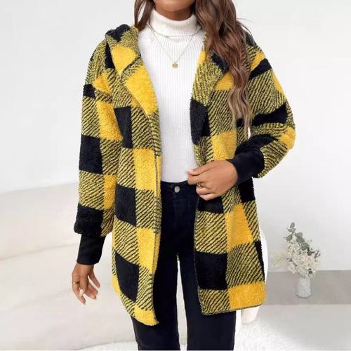 2025 Amazon Cross-border New European and American Style Loose Plaid Striped Knit Cardigan Fashion Foreign Trade Woman's Sweater