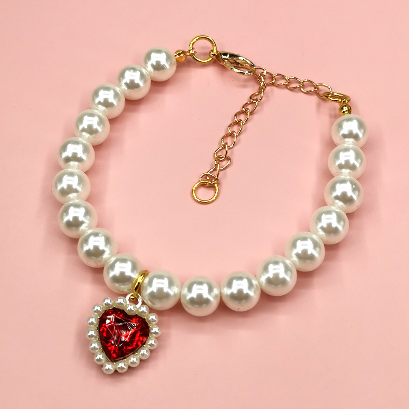 Comercio exterior nuevo collar de mascotas en forma de corazón Cadena de perro gato collar de amor de cristal suministros para mascotas joyería para mascotas al por mayor
