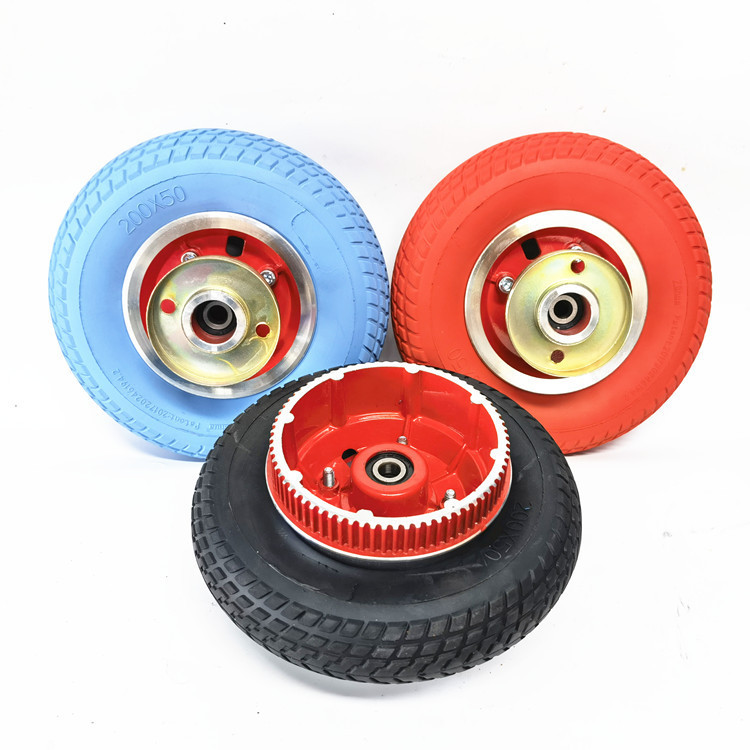 8寸小海豚冰岚迷你电瓶车后轮总成200x50皮带后轮镂空实心胎整轮