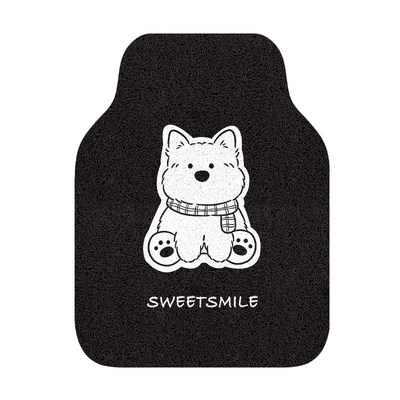 Cartoon Car Wire Loop Universal Floor Mat for the Driver's Seat, Single Piece, Special Protective Mat for Small Cars, Interior Decoration for Girls (Universal Foot Pad) - gaoxidi-scarf-puppy-front-foot-pads