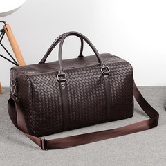 跨境時尚新款PU皮編織手提旅行袋單肩斜挎包休閒韓版大容量旅行包