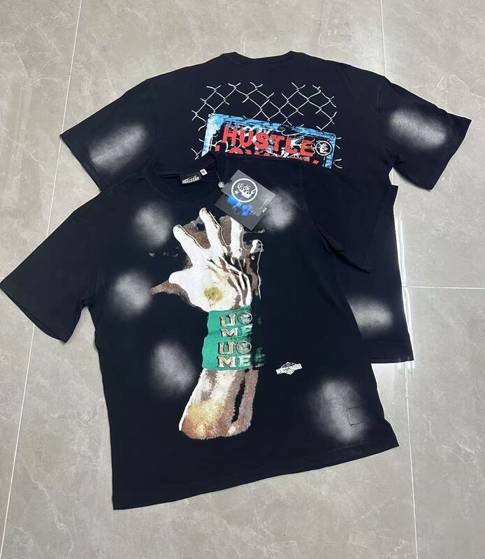 美式超火小众潮牌夏季地狱之星满印涂鸦印花短袖男女宽松半袖T恤|undefined