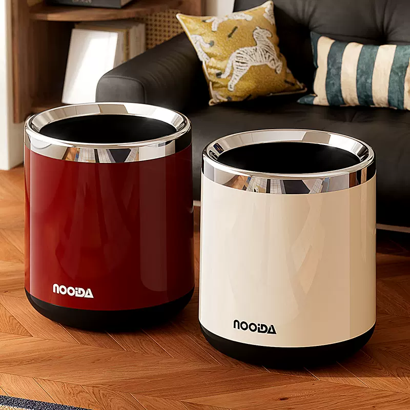 家用客厅高颜值垃圾桶室内办公室客厅厨房圆形无盖双层垃圾篓收纳