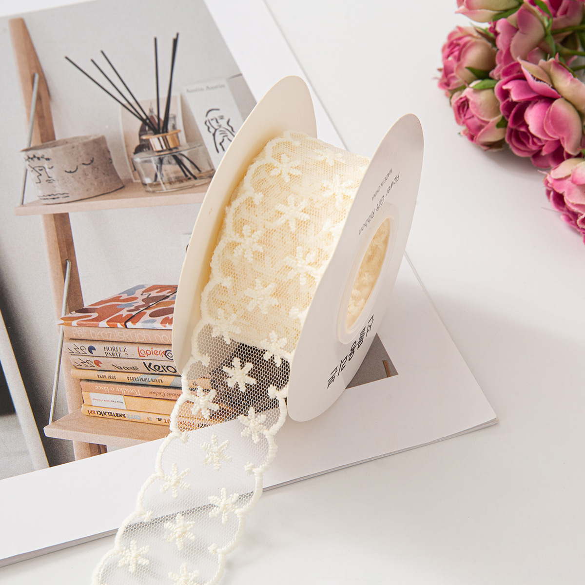 透明レースウェビングメッシュ刺繍ミルクシルク DIY リボンヘアアクセサリー花包装衣類アクセサリー