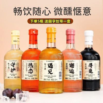 [Dropshipping] 2 Bottles of Lactobacillus Drunk Fruit Wine for Women, Low Alcohol Sweet Wine with Plum, Grapefruit, Peach, and Mulberry