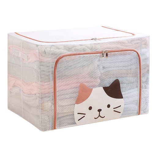 Transparent Cat Head Storage Box, Waterproof Clothing Folding Steel Frame Box, Clothing Organizer, Bazaar Box, Quilt Storage, Wholesale