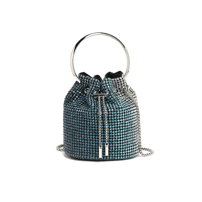 Women's Rhinestone Shoulder Bag Versatile Mini Bucket Handbag_voghion.com